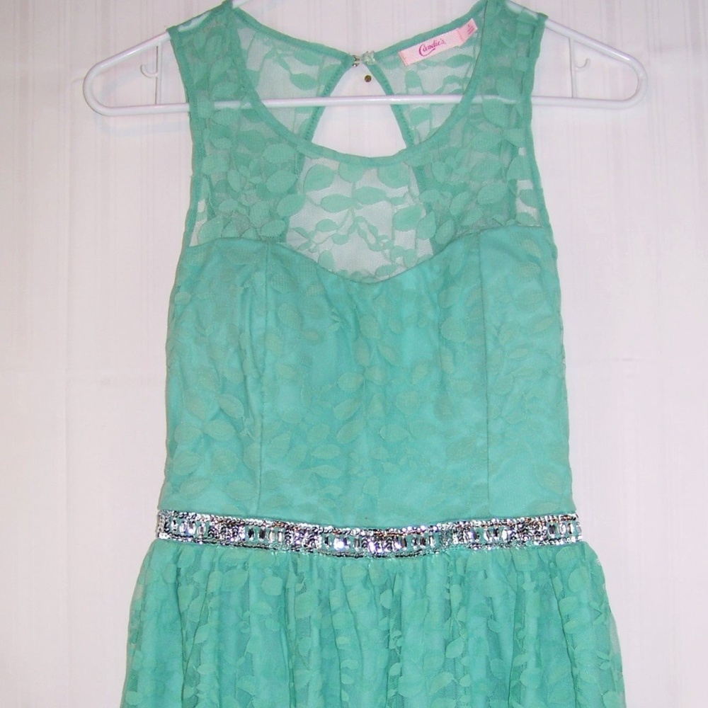 Candie's Lace Embellished Dress Mint Green Jrs 1